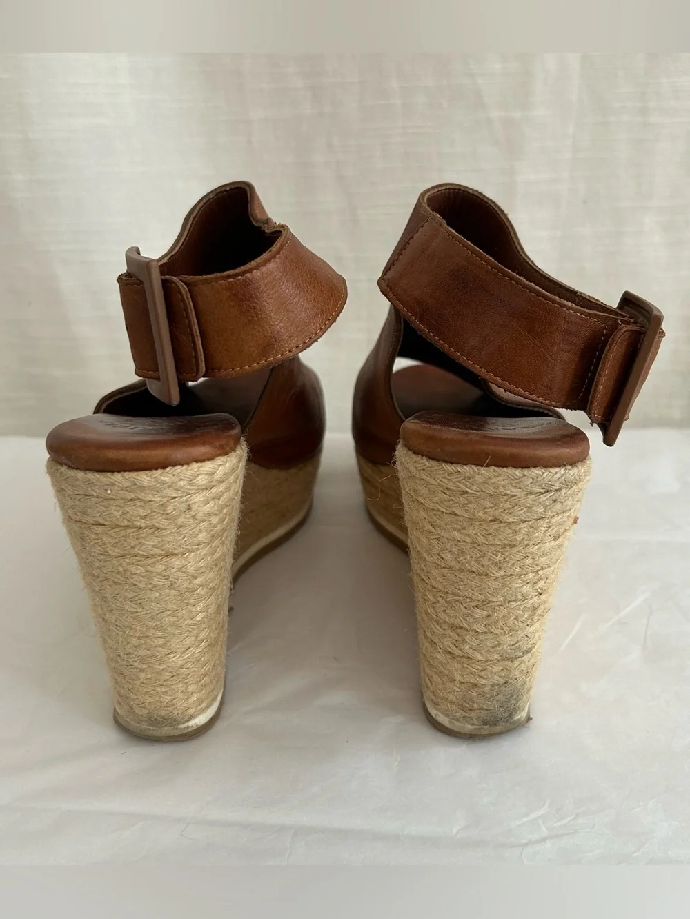 Tsakiris‎ Mallas Women’s Neutral Brown Leather Espadrille Wedge Sandals